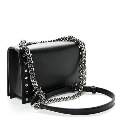 Alexander McQueen Calfskin Studded Jeweled Knuckle Satchel Black 3 of 9