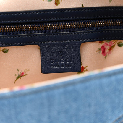 Gucci Denim Matelasse Small Pearly GG Marmont Shoulder Bag Blue 7 of 10