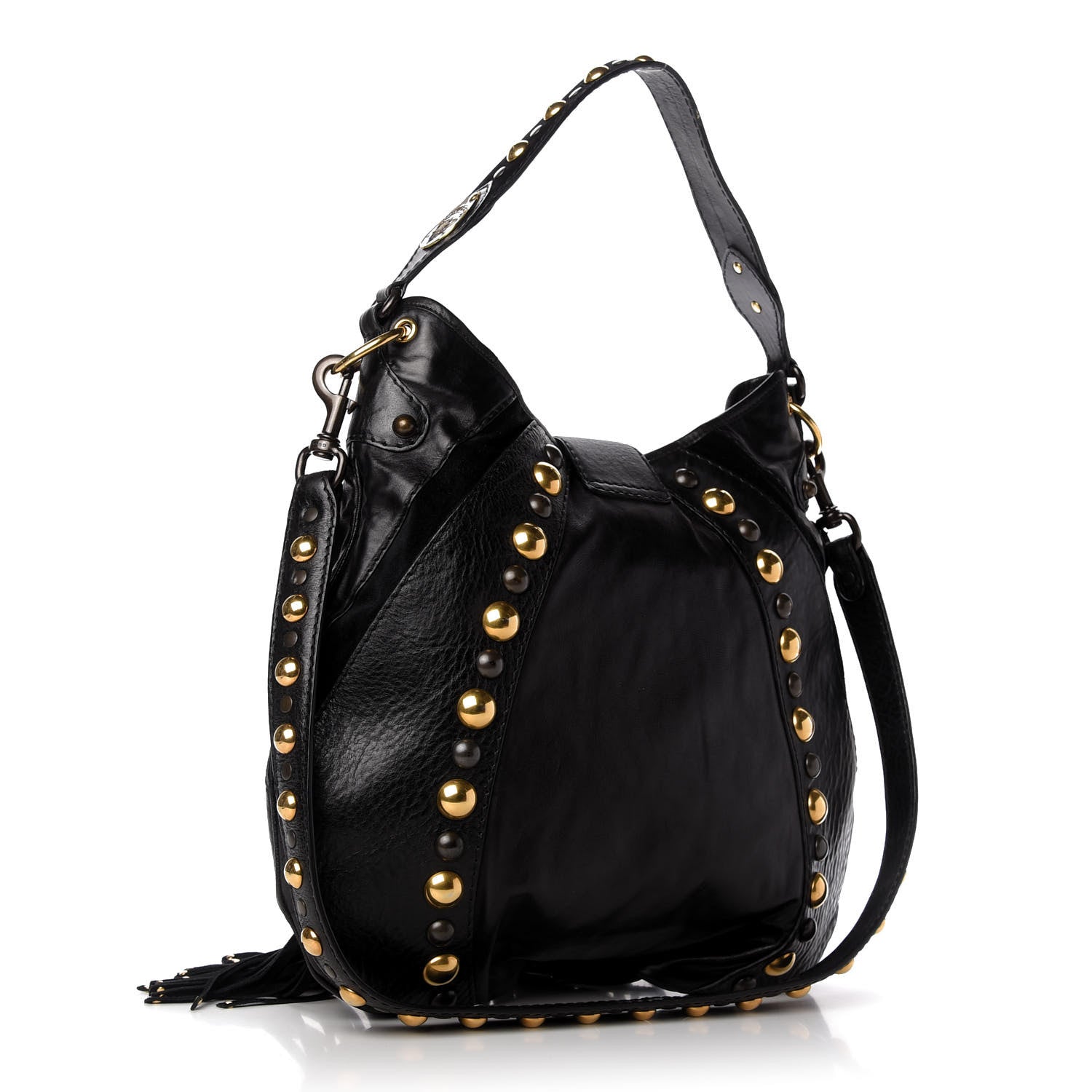 Gucci Calfskin Suede Fringe Babouska Hobo Black 3 of 11