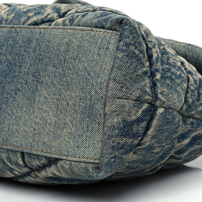 Saint Laurent Denim Quilted Medium Loulou Puffer Monogram Chain Satchel Blue Black 10 of 10