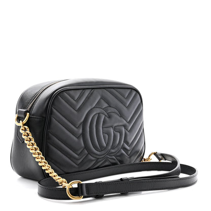 Gucci Calfskin Matelasse Small GG Marmont Chain Shoulder Bag Black 3 of 13