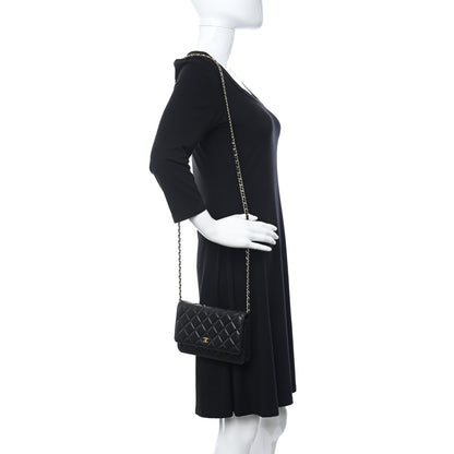 Chanel Lambskin Quilted Wallet On Chain WOC Black 2 of 14