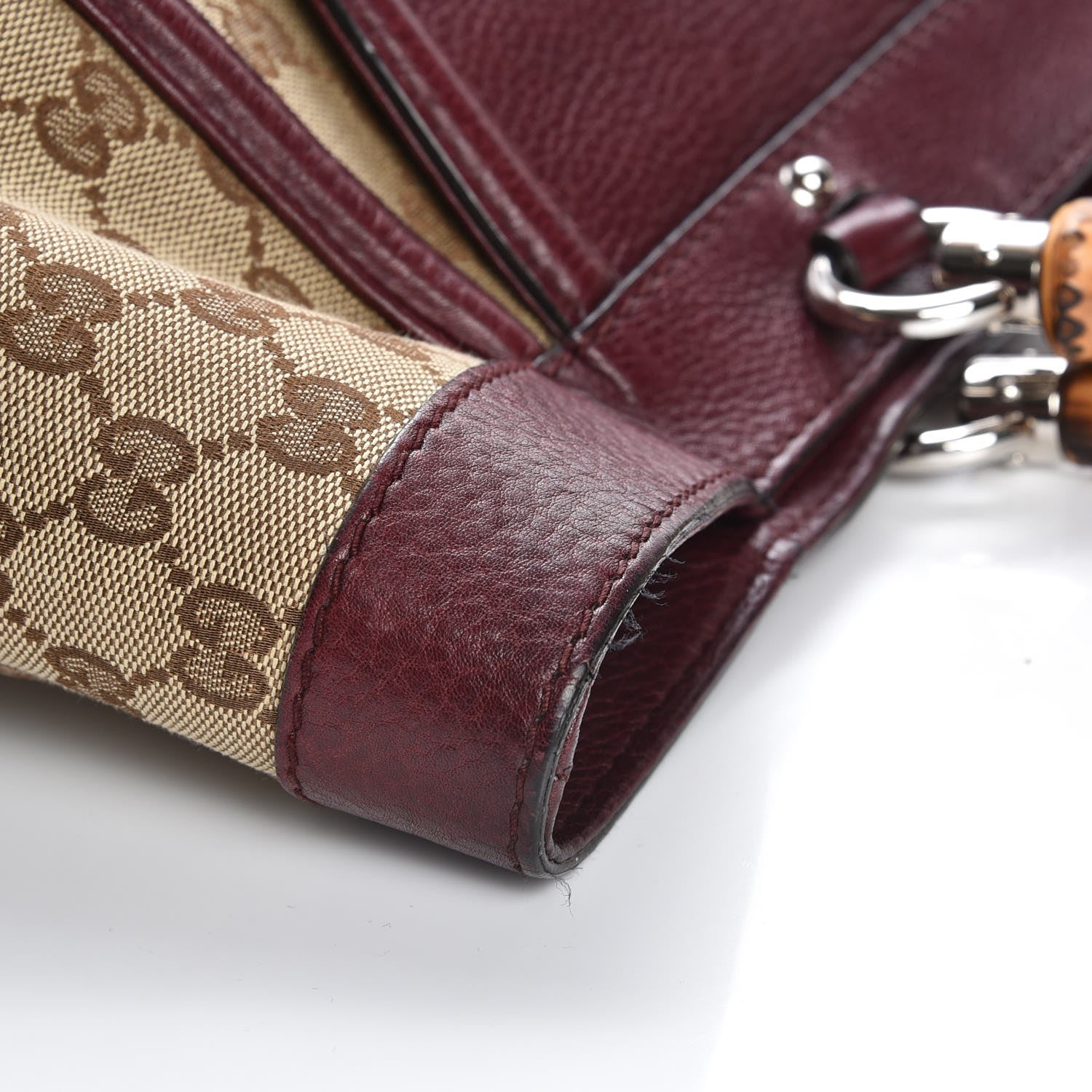 Gucci Monogram New Bamboo Medium Tassel Tote Bordeaux 10 of 12