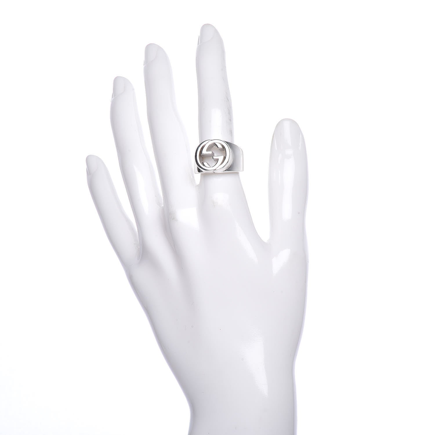 Gucci Sterling Silver Interlocking G Signet Ring 52 6 2 of 6