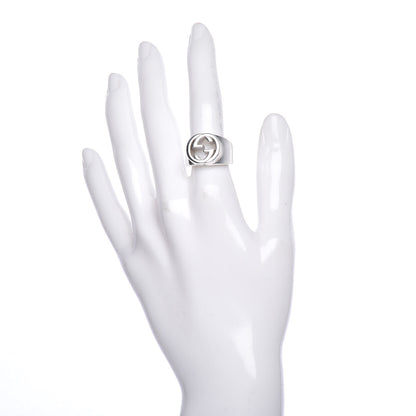 Gucci Sterling Silver Interlocking G Signet Ring 52 6 2 of 6