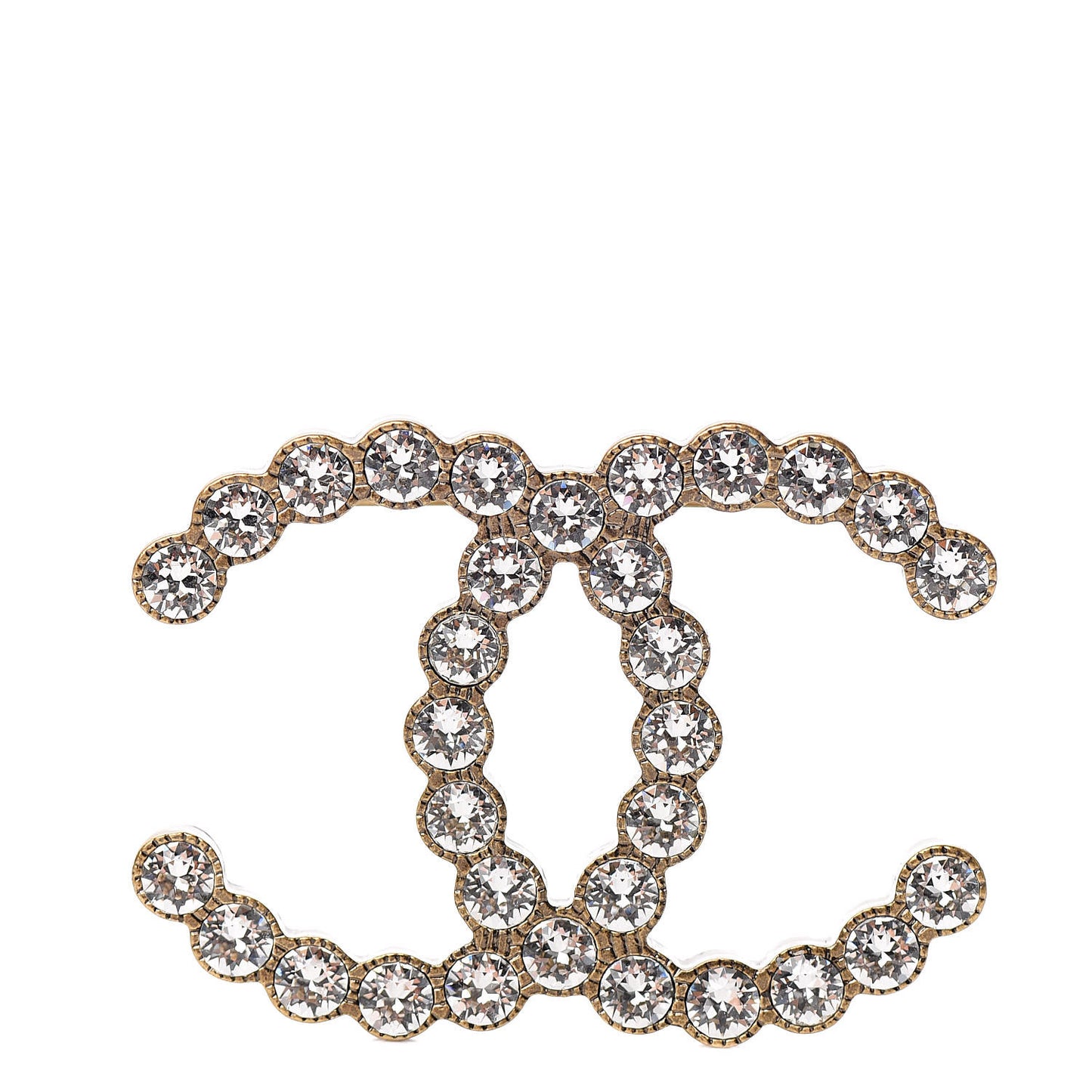 Crystal Large CC Brooch Gold