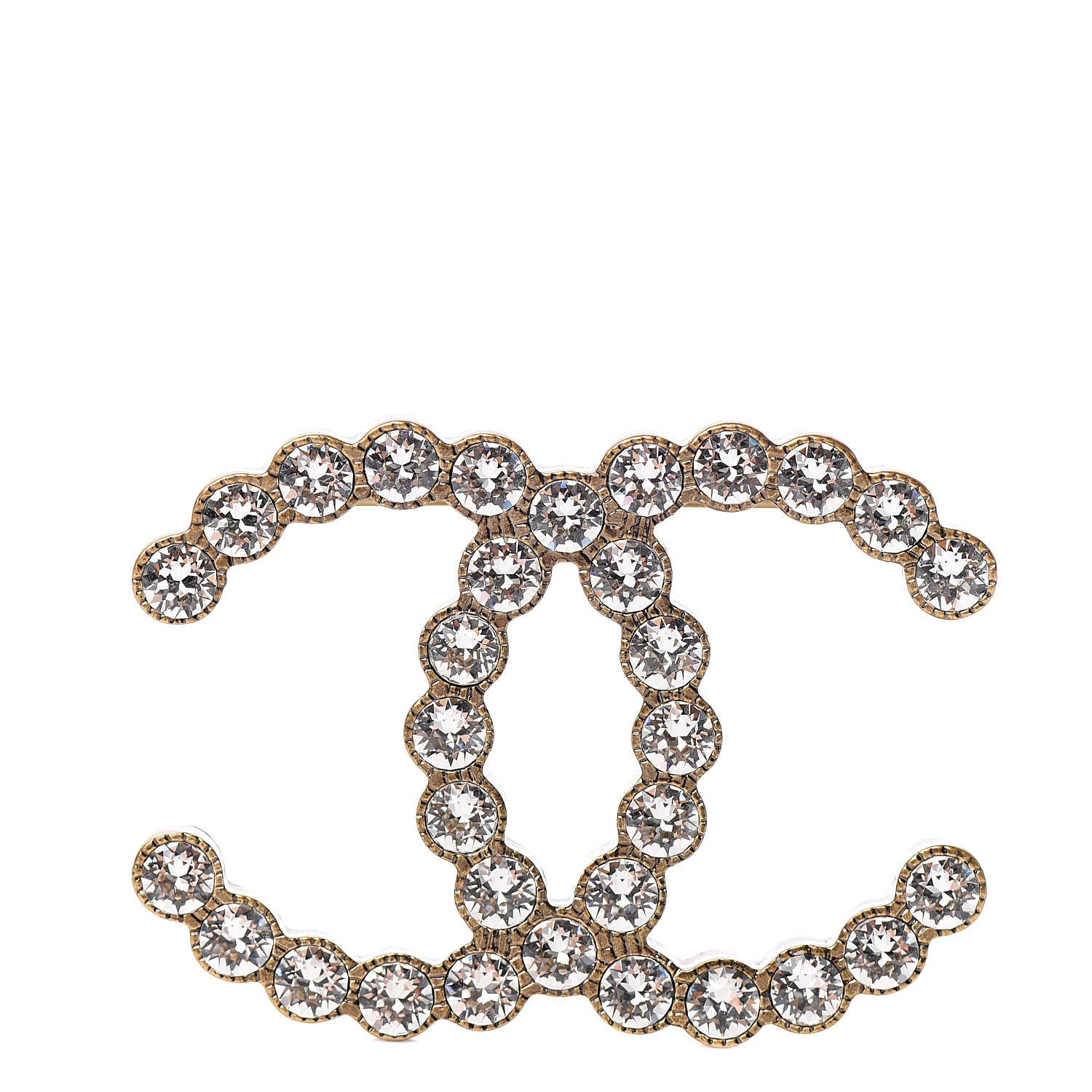 Chanel Crystal Large CC Brooch Gold 1 of 5