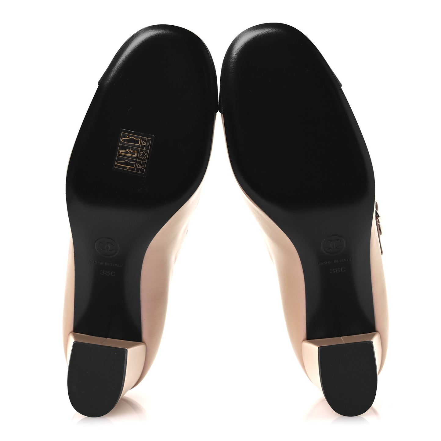 Iridescent Lambskin Grosgrain Pearl Mary Jane Pumps 38 Beige Black