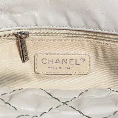 Chanel Glazed Goatskin Double Stitch Maxi Flap Light Grey 6 of 7