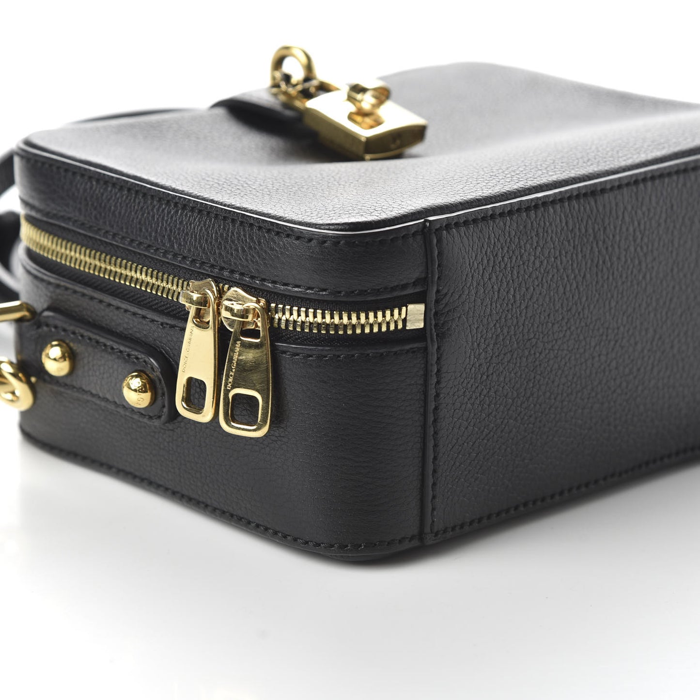 Drummed Calfskin Rosaria Shoulder Bag Black