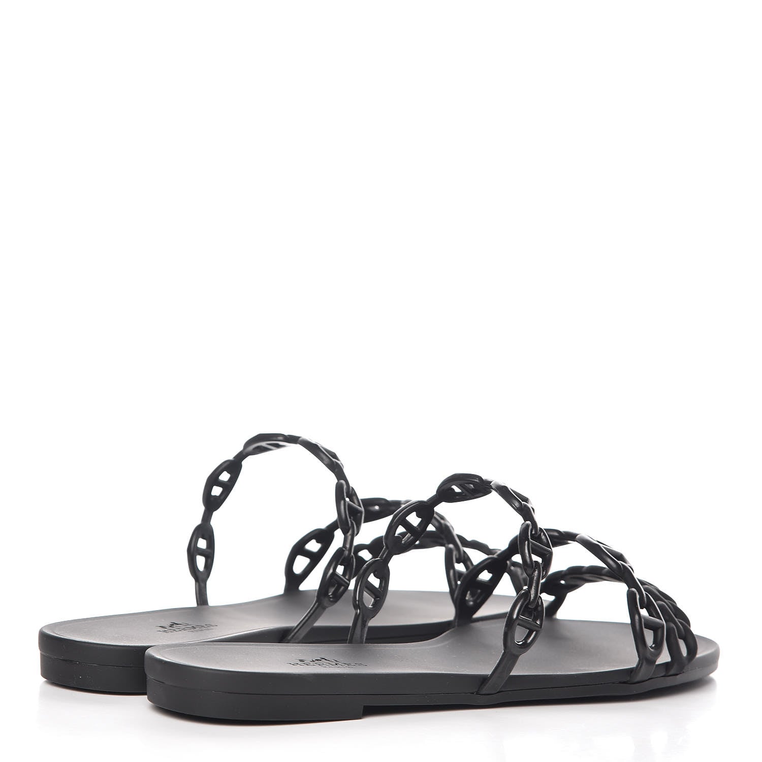 Hermes Rubber Chaine d'Ancre Rivage Sandals 37 Black 4 of 8
