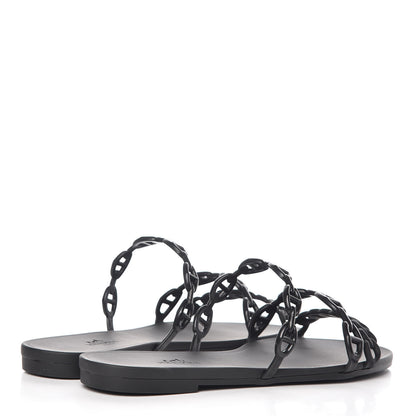 Hermes Rubber Chaine d'Ancre Rivage Sandals 37 Black 4 of 8