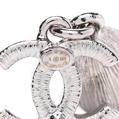 Chanel Crystal CC Teardrop Earrings Silver 4 of 5