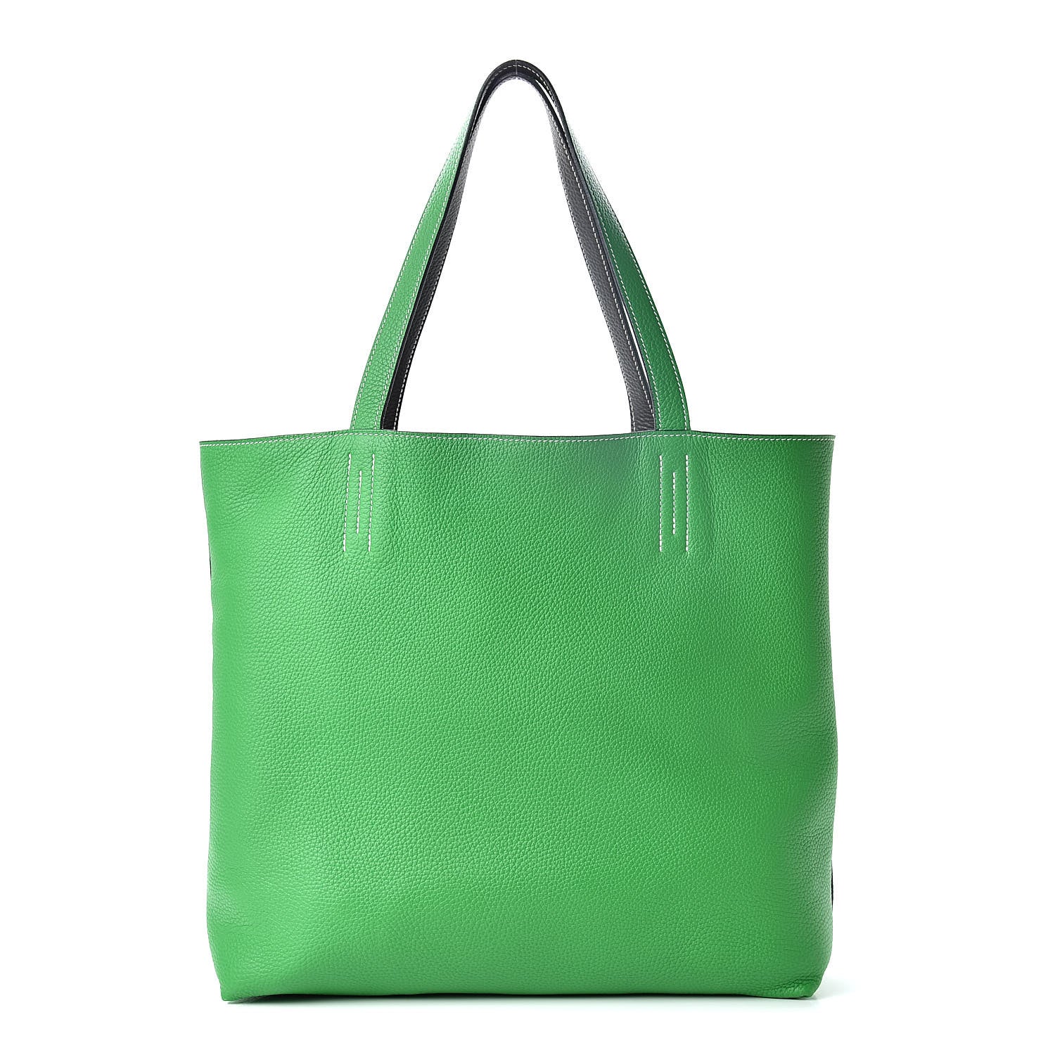 Hermes Taurillon Clemence Double Sens 45 Reversible Tote Bambou Vert Bronze 4 of 16