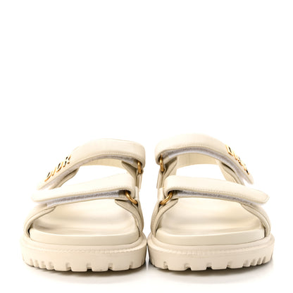 Christian Dior Lambskin Dioract 10mm Sandals 36.5 Off White 2 of 10