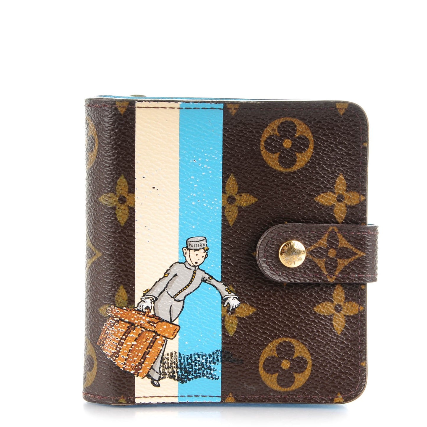 Monogram Groom Compact Zip Wallet Blue