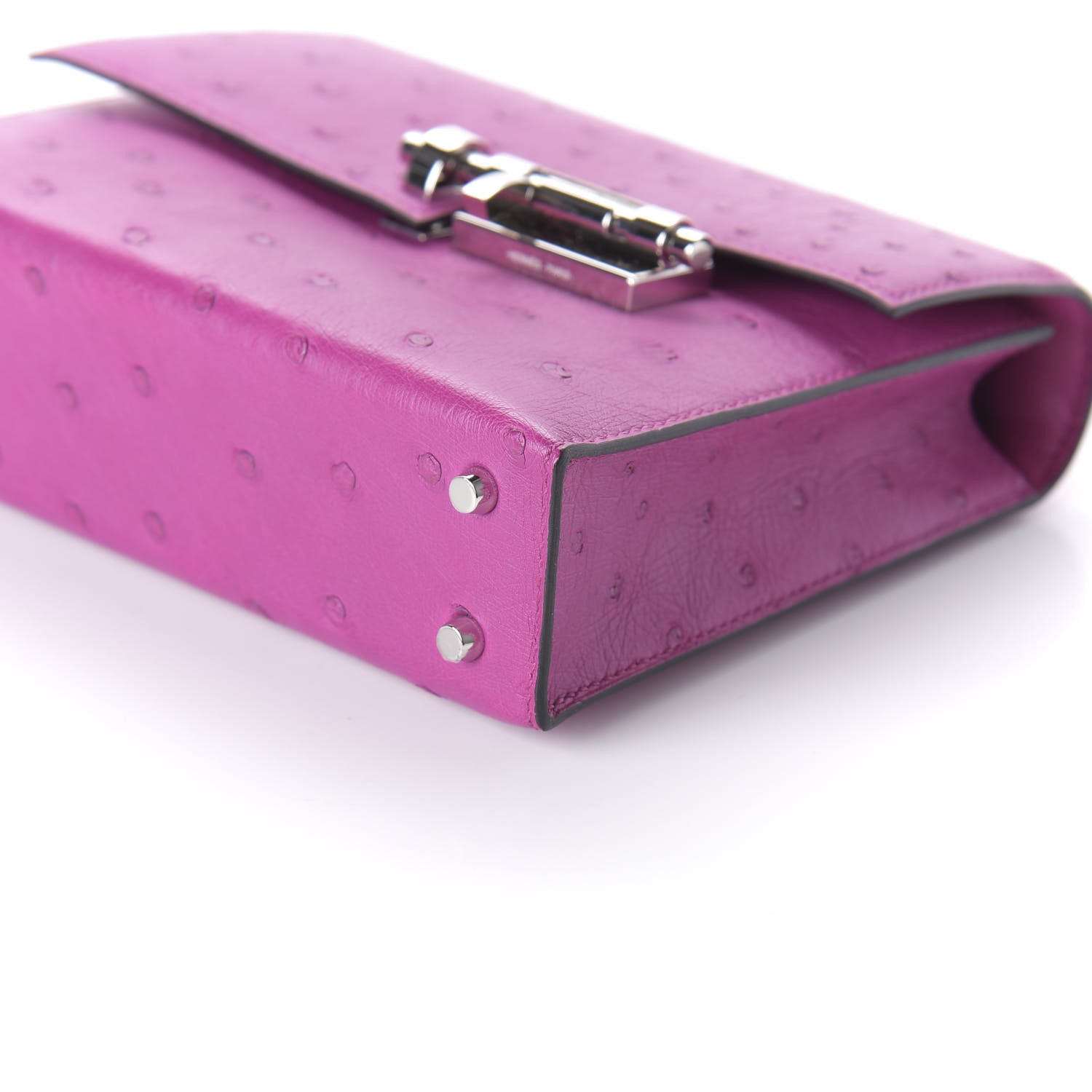 Hermes Ostrich Mini Verrou Chaine Bag Rose Pourpre 7 of 10