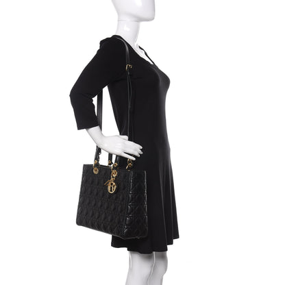 Christian Dior Lambskin Cannage Large Lady Dior Black 2 of 15