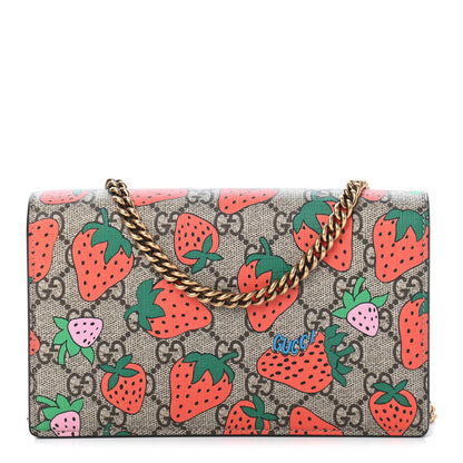 Gucci GG Supreme Monogram Strawberry Chain Wallet 1 of 8