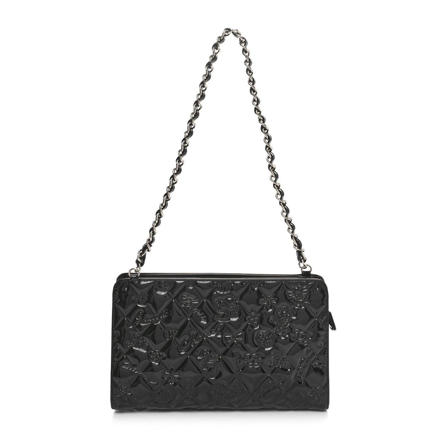 Patent Calfskin Lucky Symbols Pochette Black