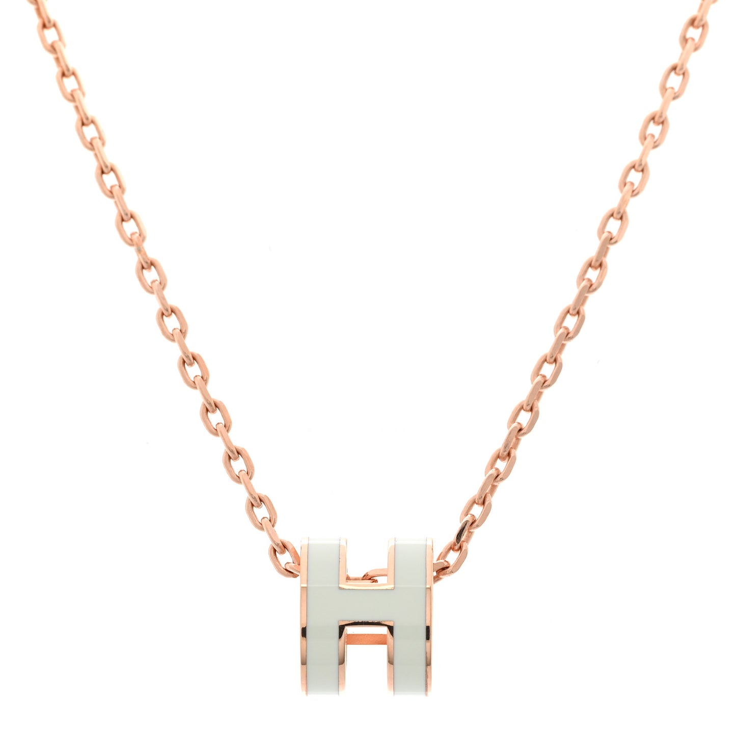 Lacquered Rose Gold Mini Pop H Pendant Necklace Vert Fizz
