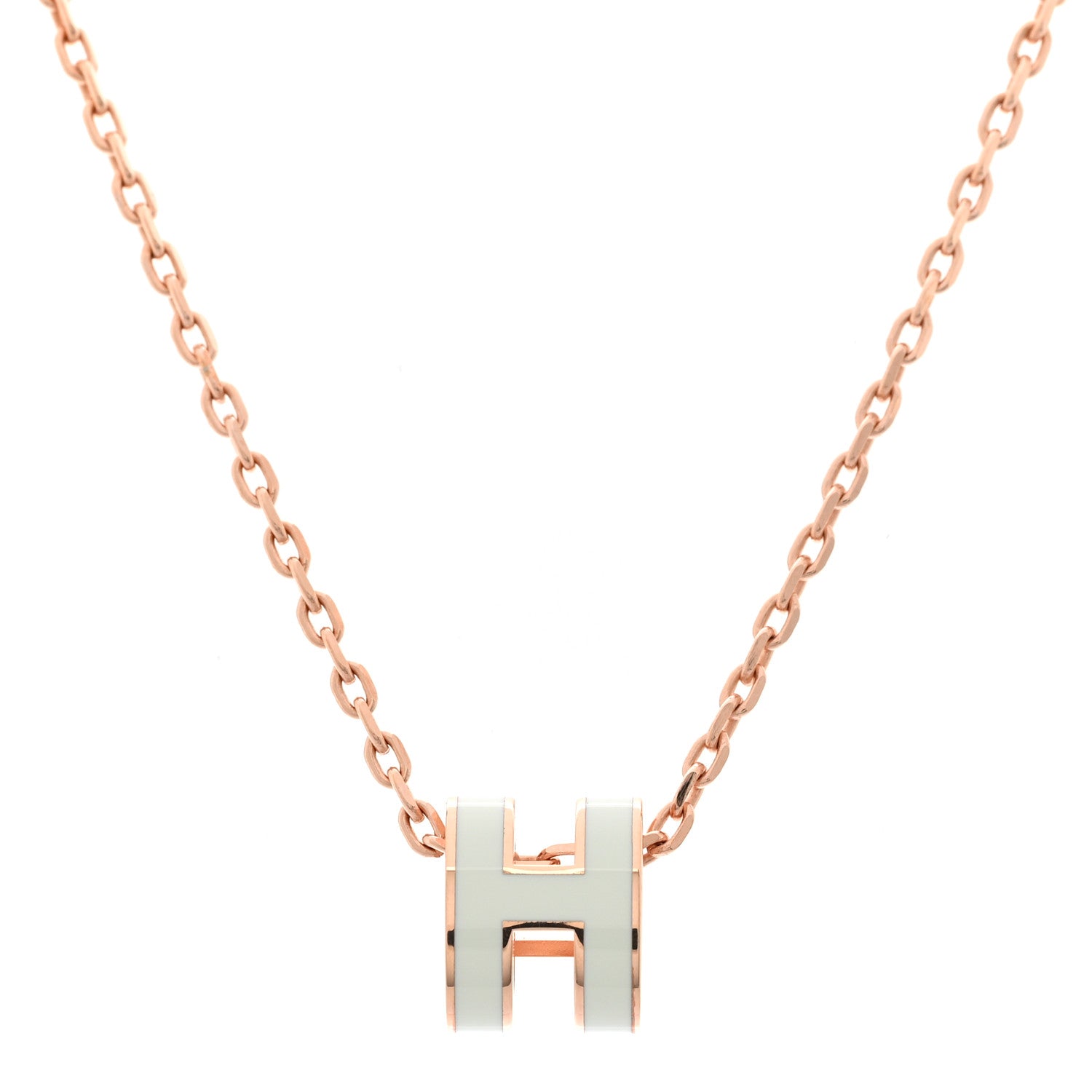Hermes Lacquered Rose Gold Mini Pop H Pendant Necklace Vert Fizz 4 of 7