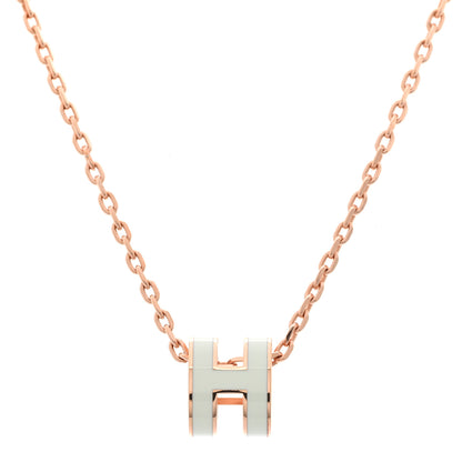 Hermes Lacquered Rose Gold Mini Pop H Pendant Necklace Vert Fizz 4 of 7