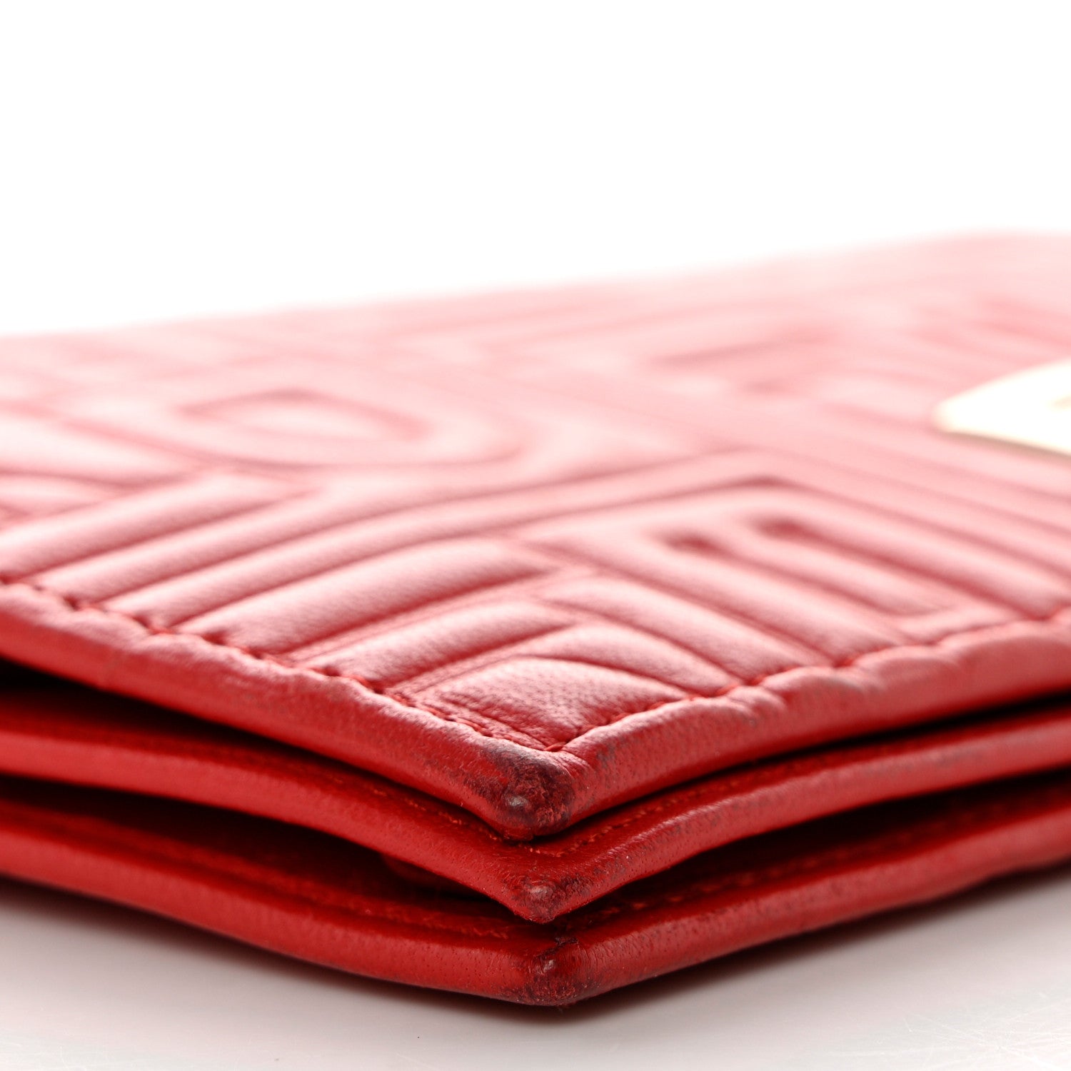 Fendi Nappa Logo Embossed Long Wallet on Chain Rosso 10 of 14