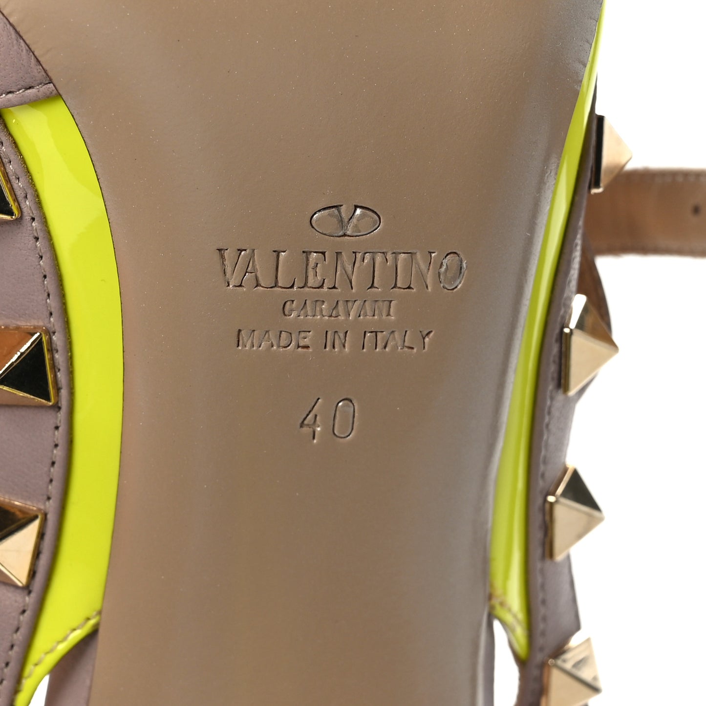 Patent Nappa Rockstud Ankle Strap 100mm Pumps 40 Yellow Poudre