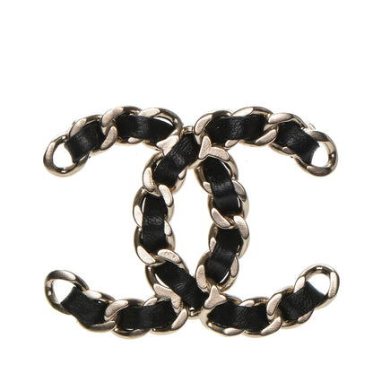 Chanel Lambskin Chain CC Brooch Black Gold 1 of 4