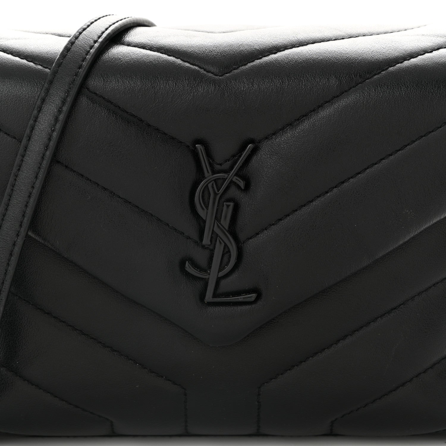 Saint Laurent Calfskin Y Quilted Monogram Monochrome Toy Loulou Crossbody Bag Black 8 of 12