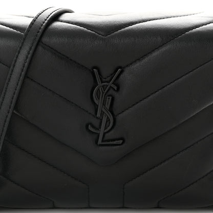 Saint Laurent Calfskin Y Quilted Monogram Monochrome Toy Loulou Crossbody Bag Black 8 of 12