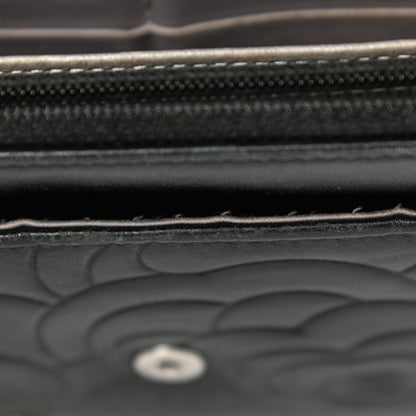 Chanel Lambskin Camellia Embossed Wallet on Chain WOC Black 13 of 17