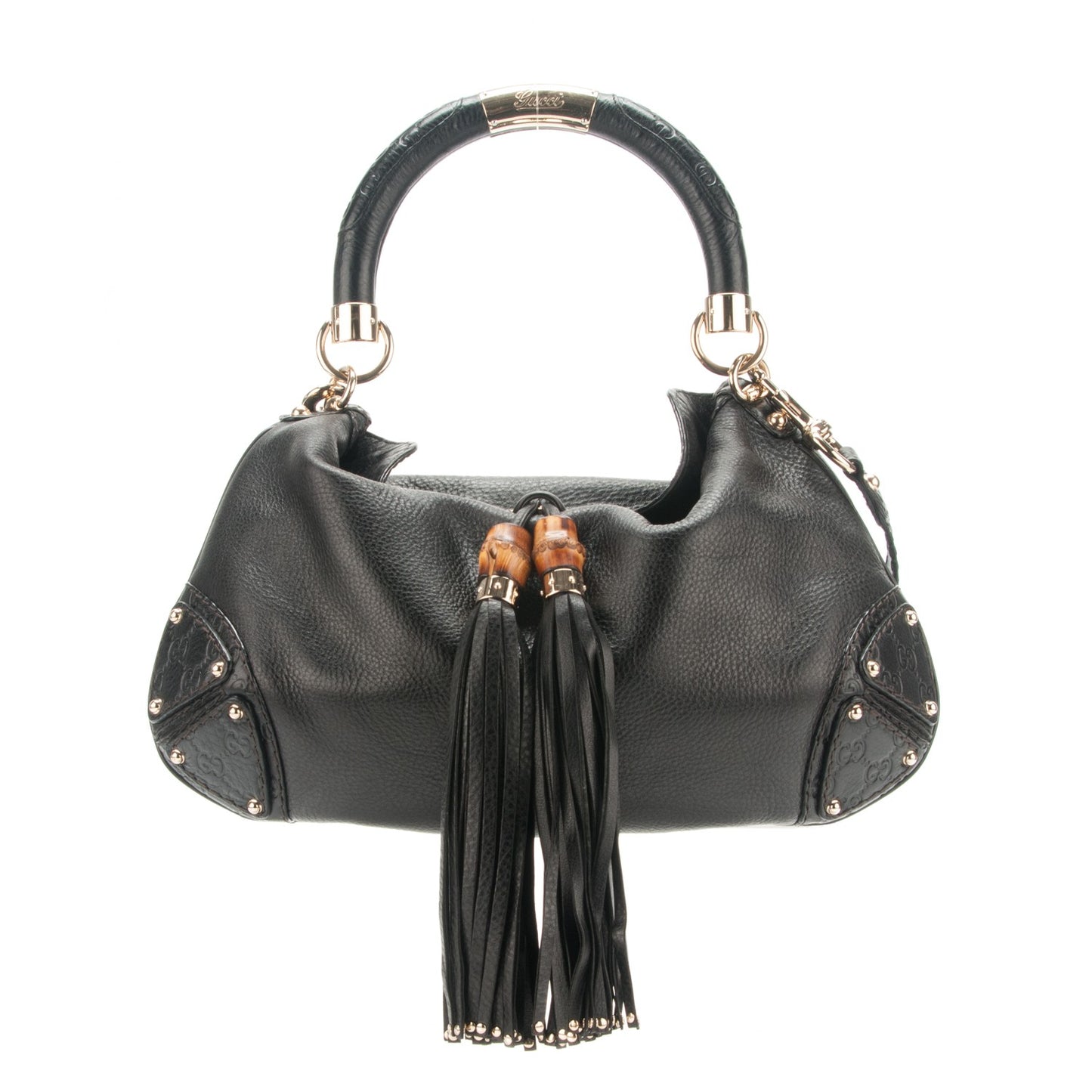 Calfskin Medium Indy Top Handle Hobo Black