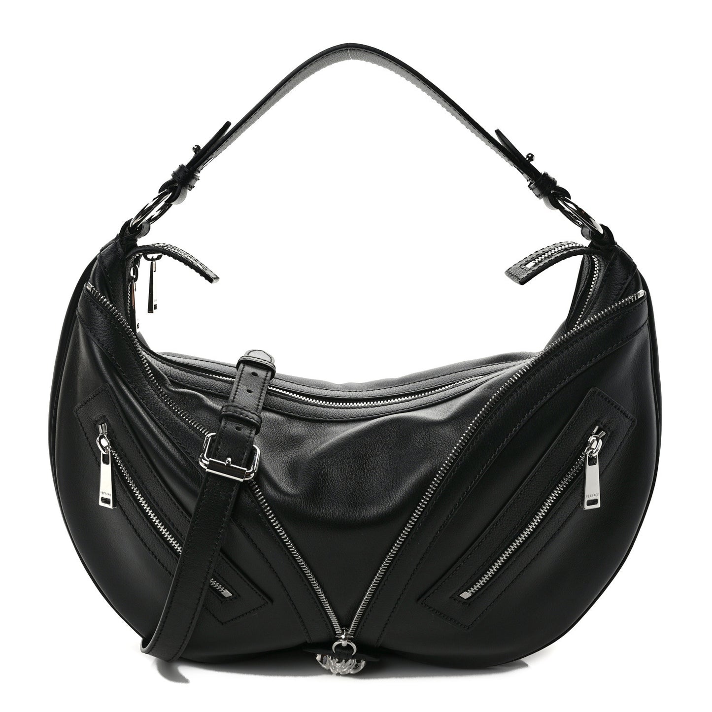 Calfskin Medium Repeat Zip Hobo Black