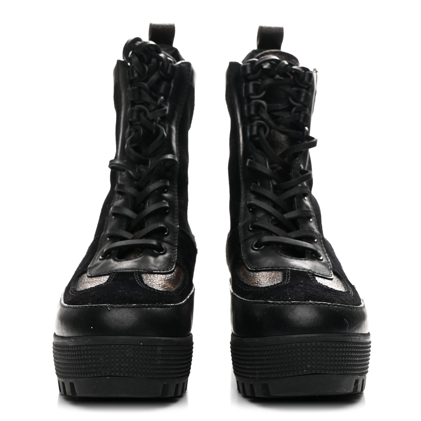 Suede Calfskin Monogram Laureate Platform Desert Boots 36 Black