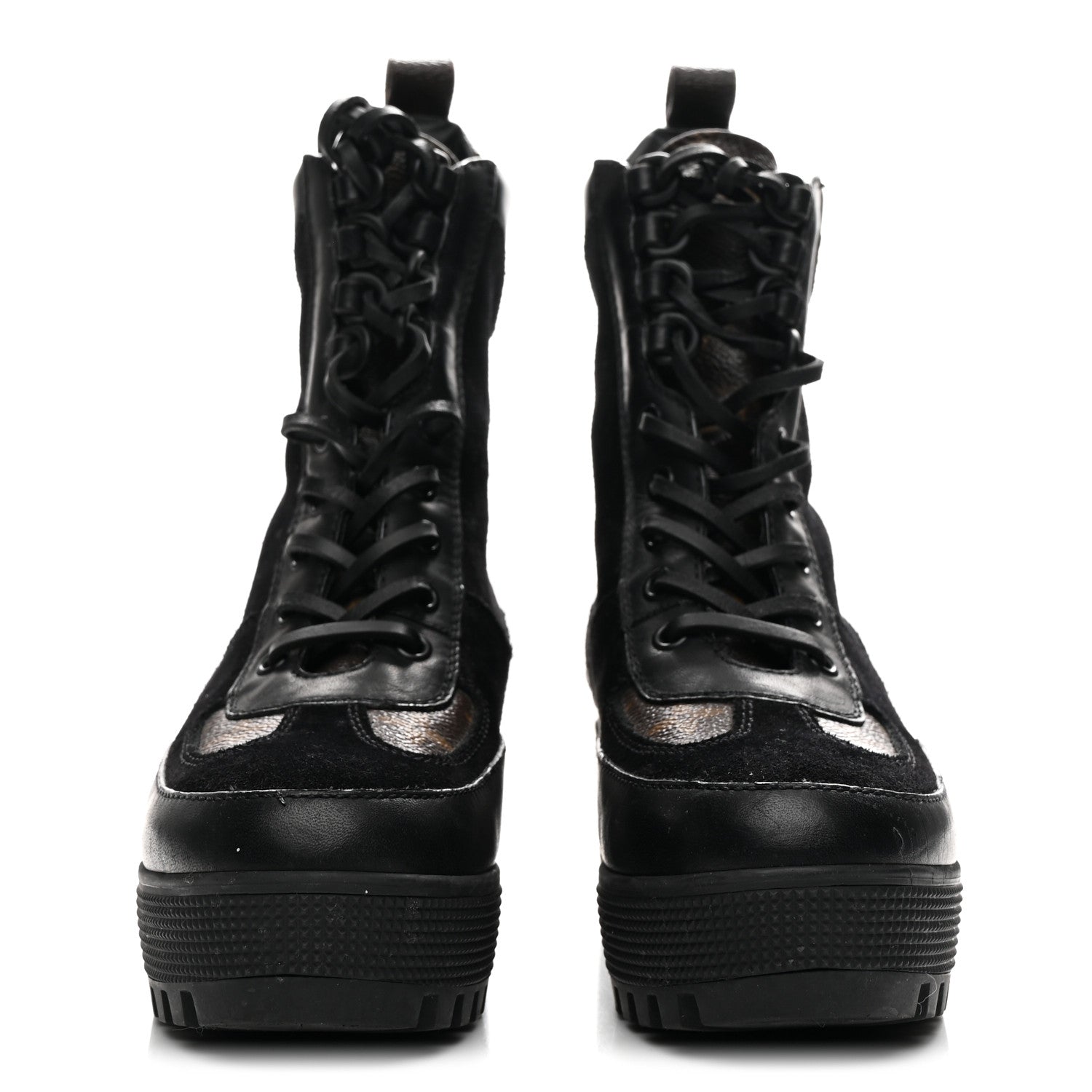 Louis Vuitton Suede Calfskin Monogram Laureate Platform Desert Boots 36 Black 3 of 9