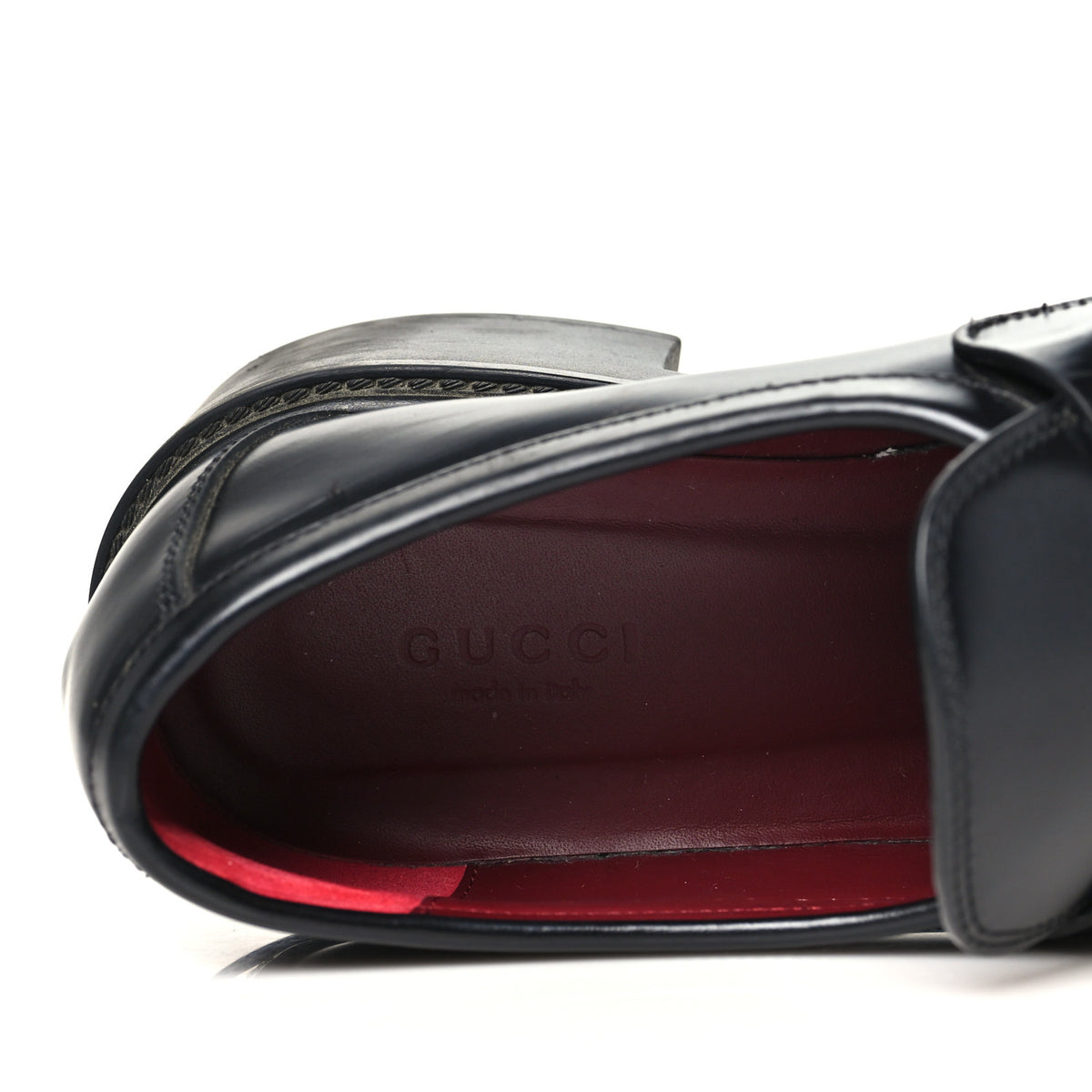 Calfskin Horsebit Womens Lug Sole Loafers 37 Black