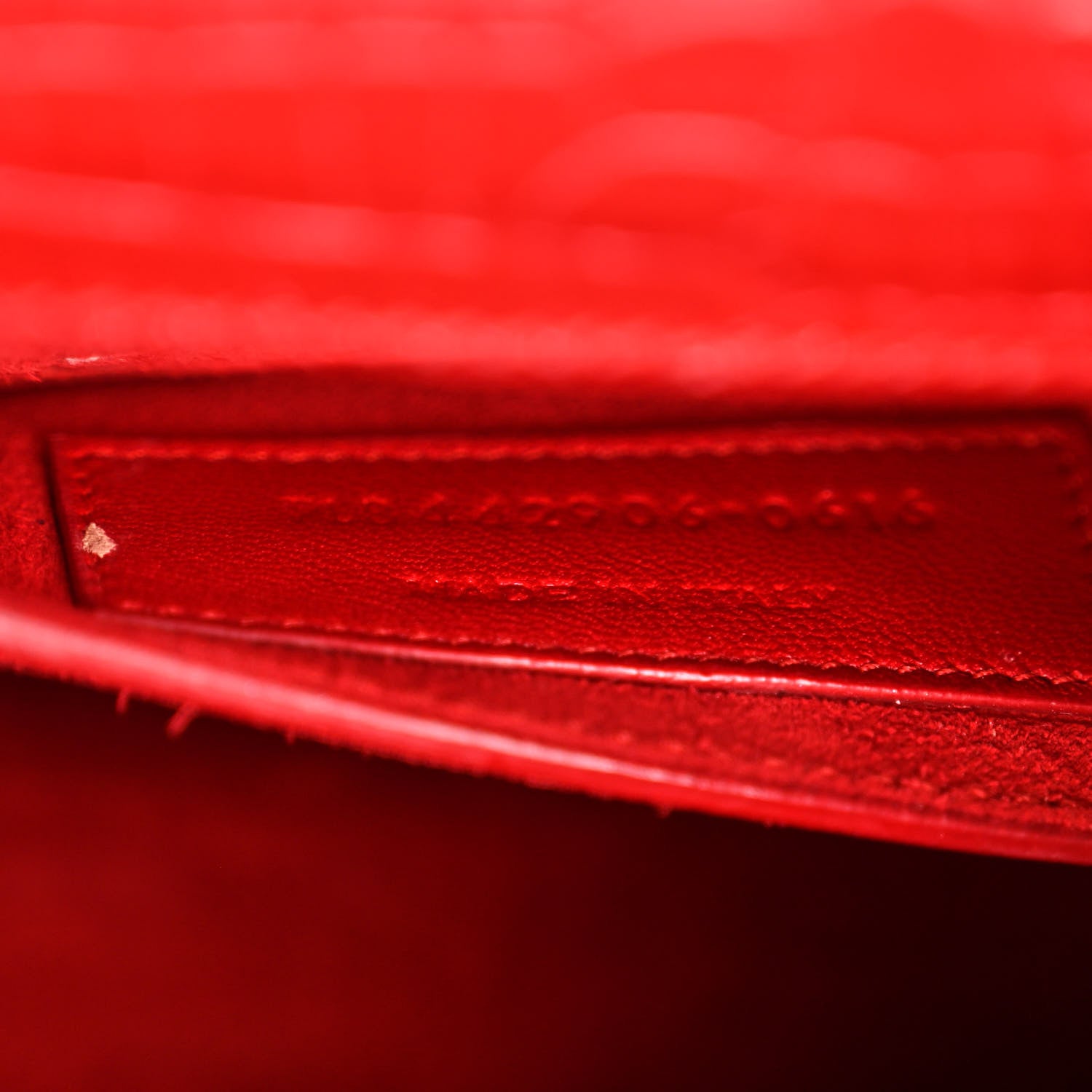 Saint Laurent Calfskin Crocodile Embossed Medium Monogram Sunset New Red 8 of 13