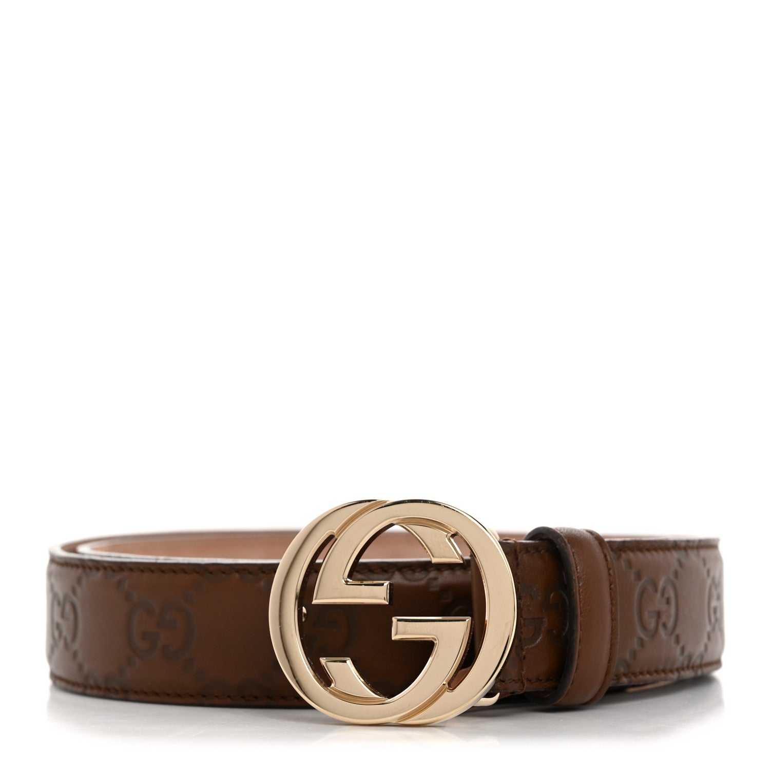 Gucci Guccissima Interlocking G Belt 85 34 Chocolate 1 of 5