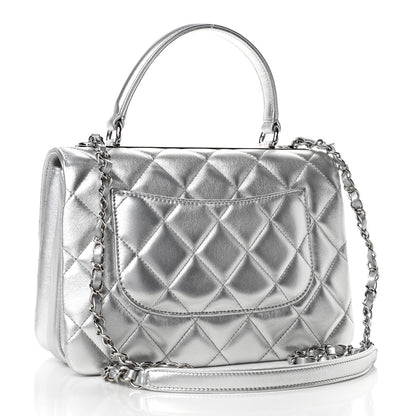 Chanel Metallic Lambskin Quilted Small Trendy CC Flap Dual Handle Bag Silver 2 of 4