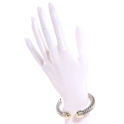 David Yurman Sterling Silver 14K Yellow Gold 10mm Cable Classics Bracelet 2 of 4