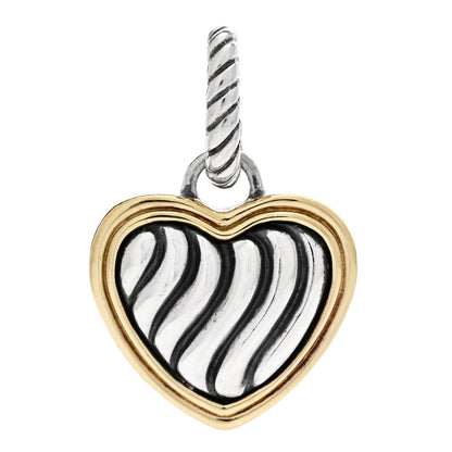 David Yurman Sterling Silver 18K Yellow Gold Cable Heart Pendant 1 of 4