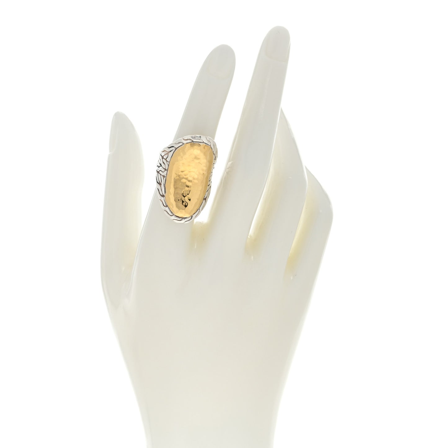 Sterling Silver 22K Yellow Gold Palu Hammered Saddle Ring 51 5.75