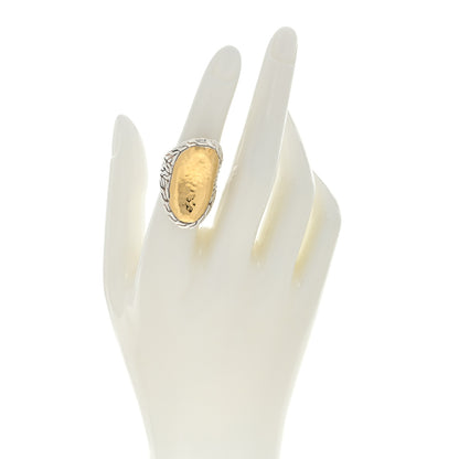 John Hardy Sterling Silver 22K Yellow Gold Palu Hammered Saddle Ring 51 5.75 2 of 4