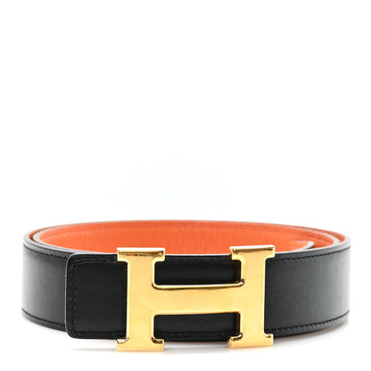 Hermes Swift Togo 32mm Reversible H Belt 85 34 Black Orange 1 of 7