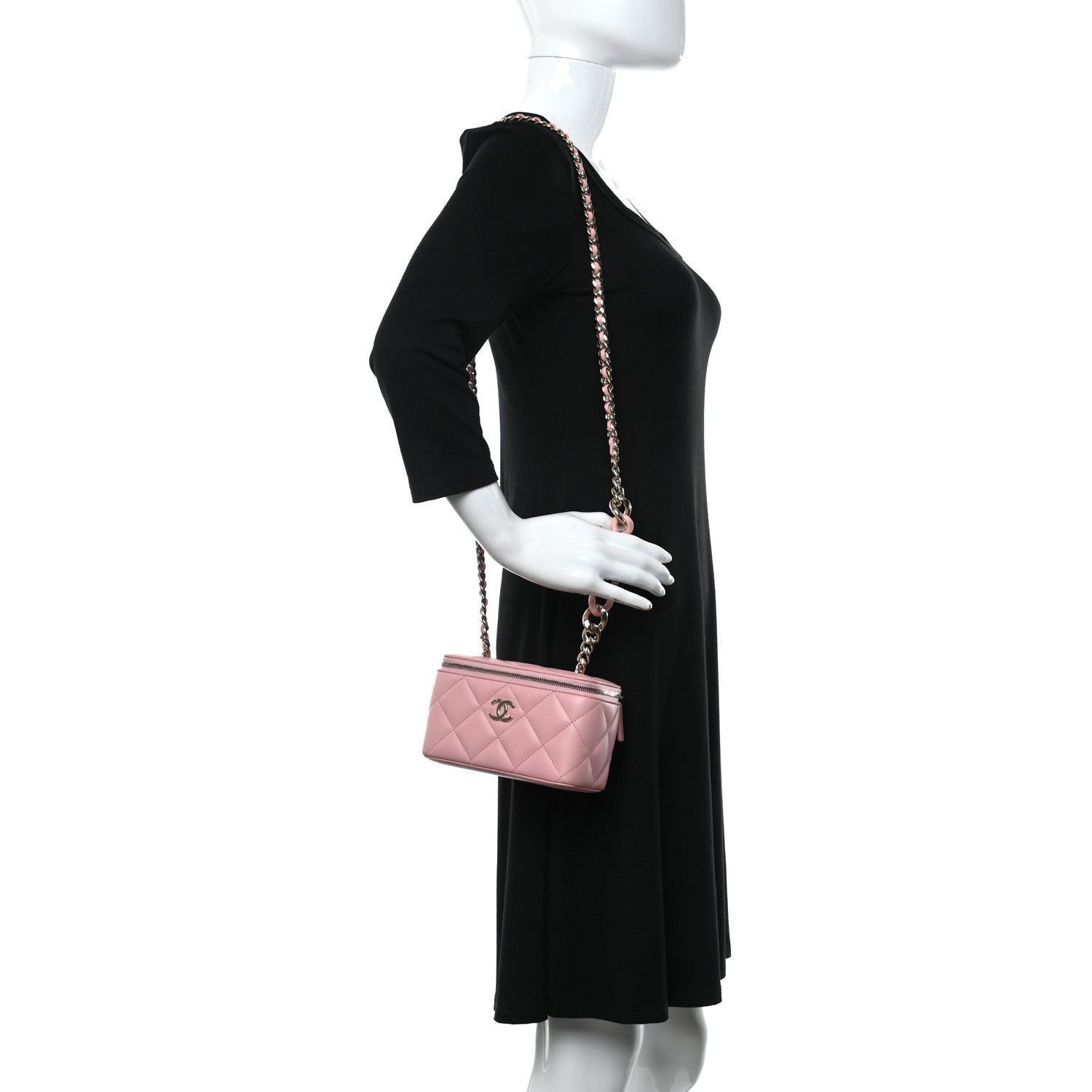 Chanel Lambskin Resin Elegant Chain Vanity Case Pink 2 of 9