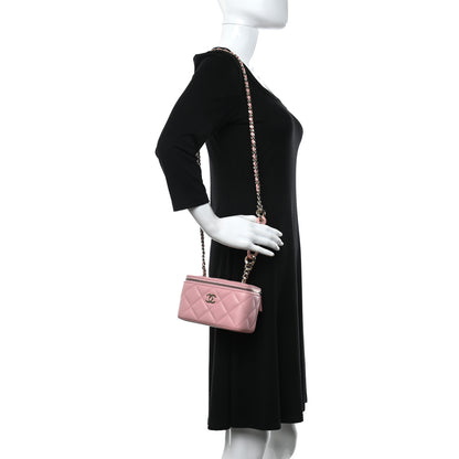 Chanel Lambskin Resin Elegant Chain Vanity Case Pink 2 of 9