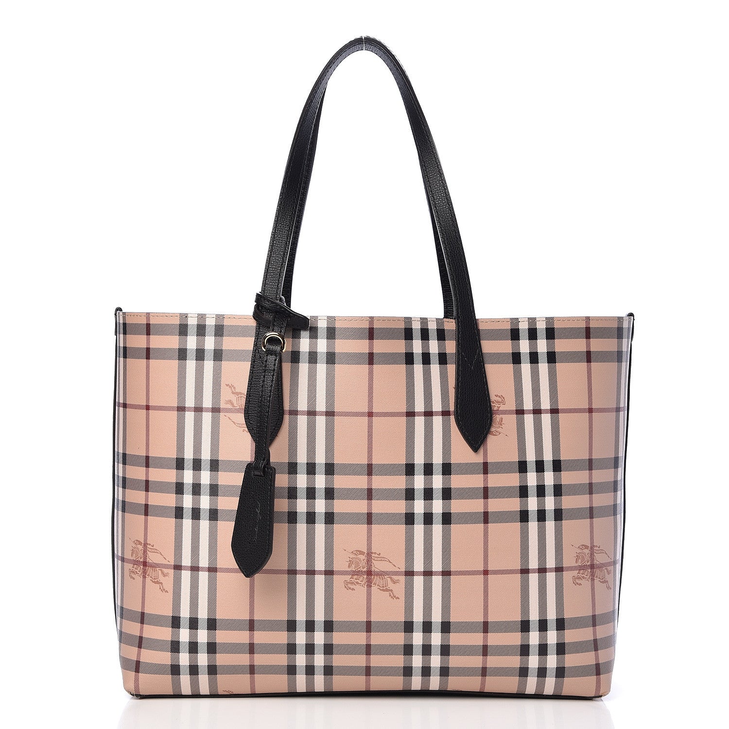 Burberry Grainy Calfskin Haymarket Check Medium Reversible Tote Black 3 of 16