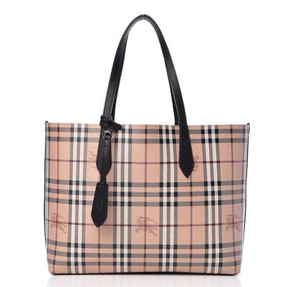 Burberry Grainy Calfskin Haymarket Check Medium Reversible Tote Black 3 of 16